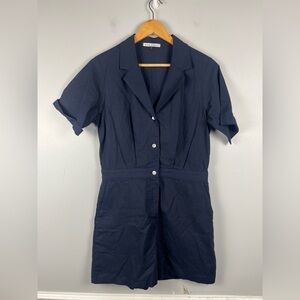 Side Party Navy cotton linen jumpsuit size small